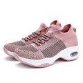 New Ladies Fashion Flying Knitted Sneakers Breathable and Comfortable Thick Bottom Wedges Outdoor Women's Running Sneakers